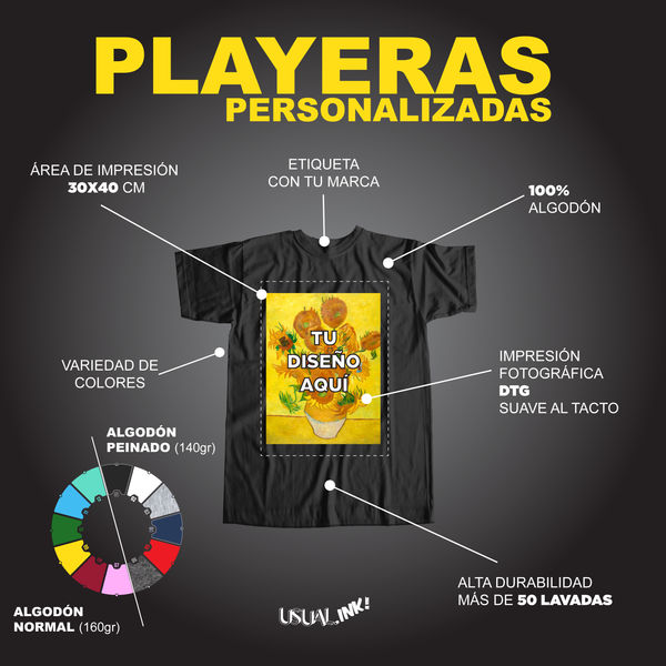 Paquetes de playeras personalizadas - USUAL.ink! - playera personalizada